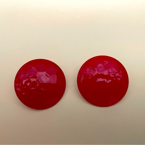Vintage Jewelry - Vintage Red Round Earrings